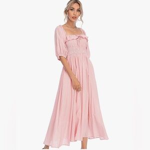 Pink A Line Flowy Long Dress